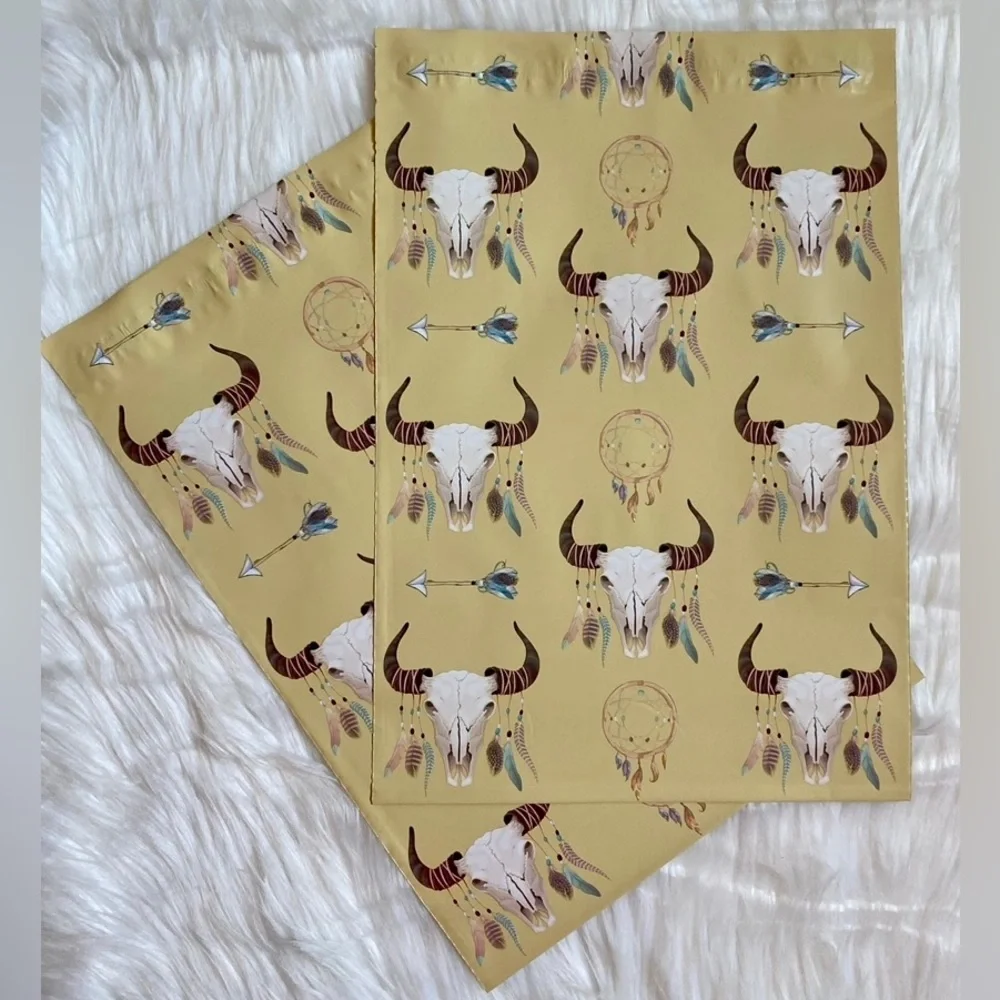 100 10x13 Boho Skull Poly Mailers